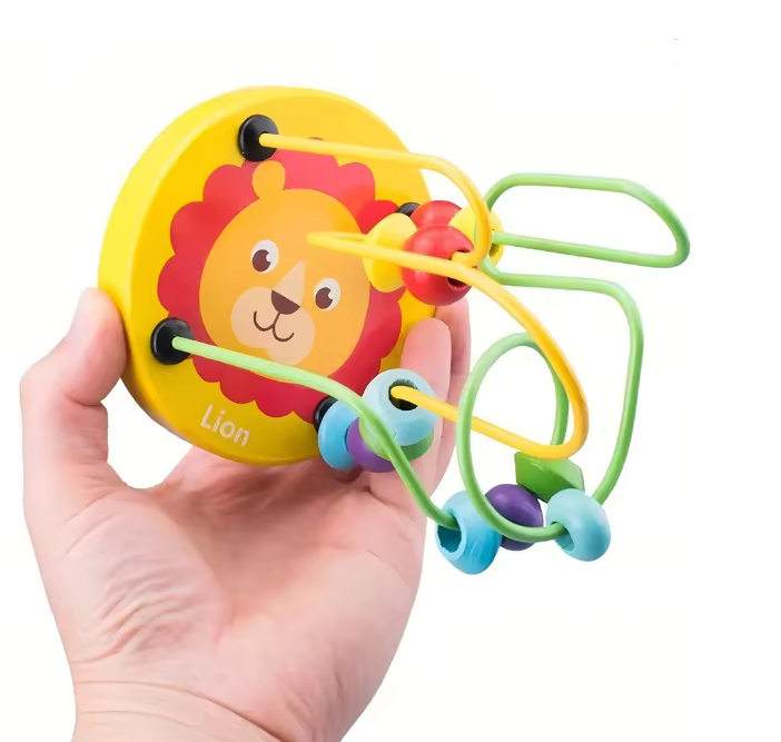 Jucărie labirint cu mărgele din lemn, educativă pentru copii